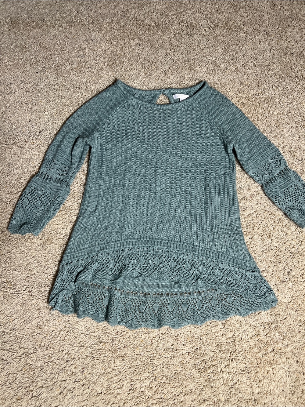 LC Lauren Conrad Sage Green Knit Keyhole Sweater